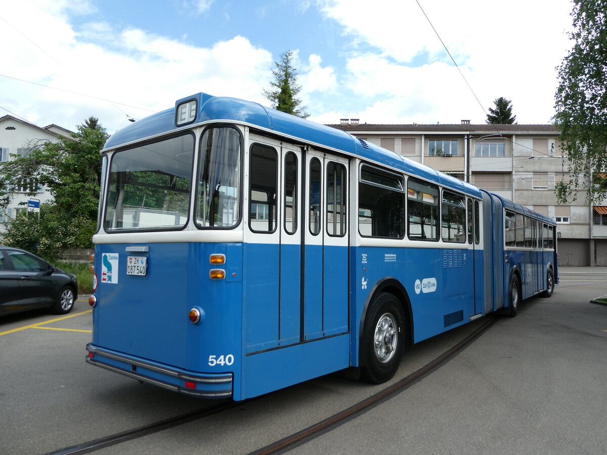 (236'396) - VBZ Z�rich (TMZ) - Nr. 540/ZH 187'540 - Saurer/Saurer (ex Nr. 7540; ex Nr. 540) am 28. Mai 2022 in Z�rich, Wartau