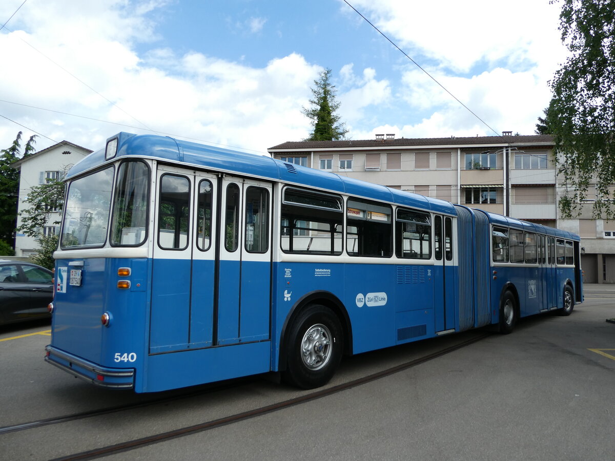 (236'397) - VBZ Z�rich (TMZ) - Nr. 540/ZH 187'540 - Saurer/Saurer (ex Nr. 7540; ex Nr. 540) am 28. Mai 2022 in Z�rich, Wartau