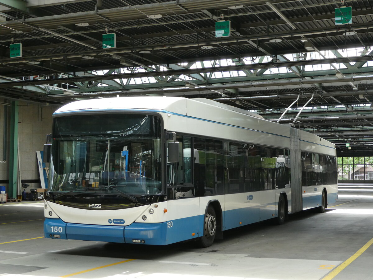 (236'403) - VBZ Z�rich - Nr. 150 - Hess/Hess Gelenktrolleybus am 28. Mai 2022 in Z�rich, Garage Hardau