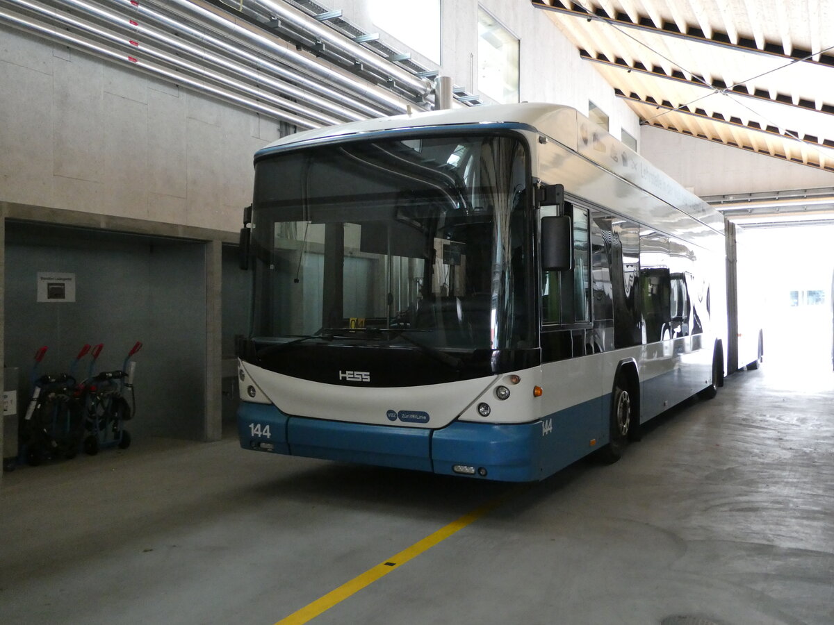(236'430) - VBZ Z�rich - Nr. 144 - Hess/Hess Gelenktrolleybus am 28. Mai 2022 in Z�rich, Garage Hardau
