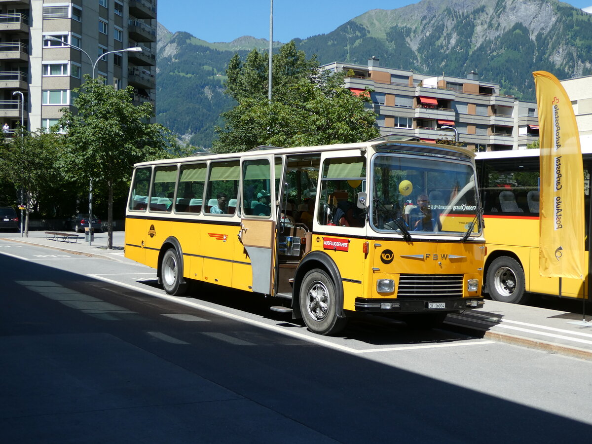 (237'155) - Wittwer, Chur - GR 16'004 - FBW/Gangloff (ex Eggenberger, M�riken; ex AVG Grindelwald Nr. 11; ex P 24'170) am 12. Juni 2022 beim Bahnhof Landquart