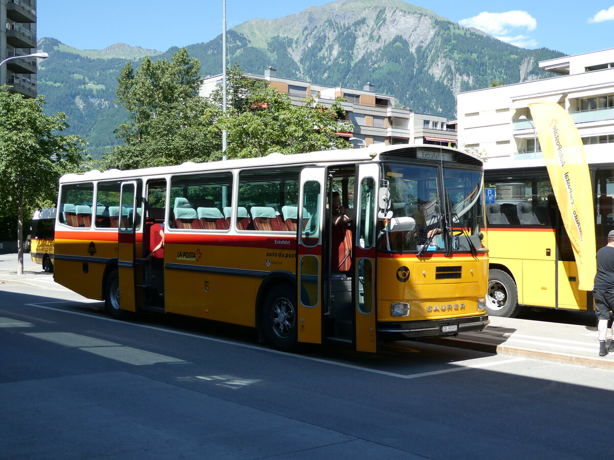 (237'183) - Gaudenz, Andeer - GR 59'391 - Saurer/R&J (ex Mark, Andeer; ex PostAuto Graub�nden; ex P 24'350) am 12. Juni 2022 beim Bahnhof Landquart
