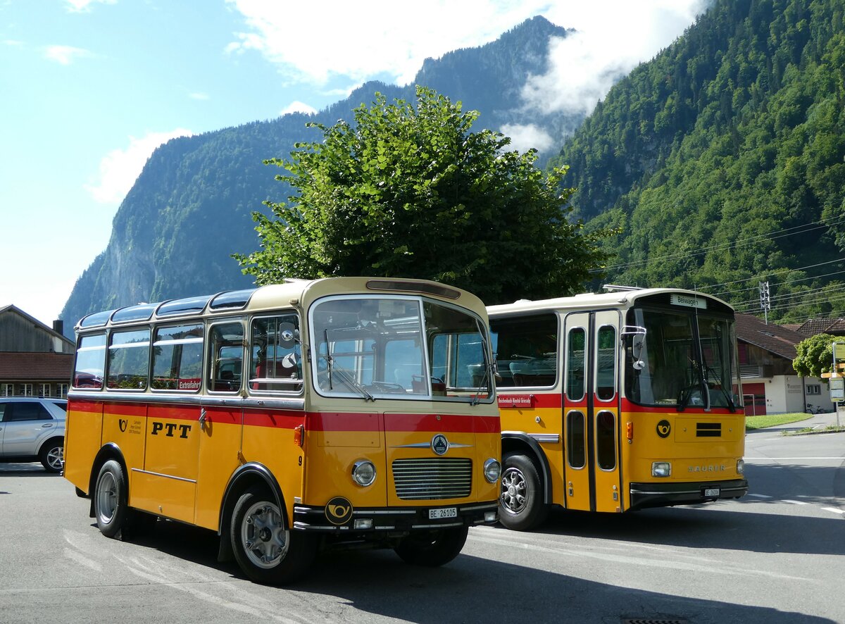 (237'552) - Schmid, Th�rishaus - Nr. 9/BE 26'105 - Saurer/R&J (ex Geiger, Adelboden Nr. 9) am 26. Juni 2022 in Niederstocken, Gasthof zum Stockhorn