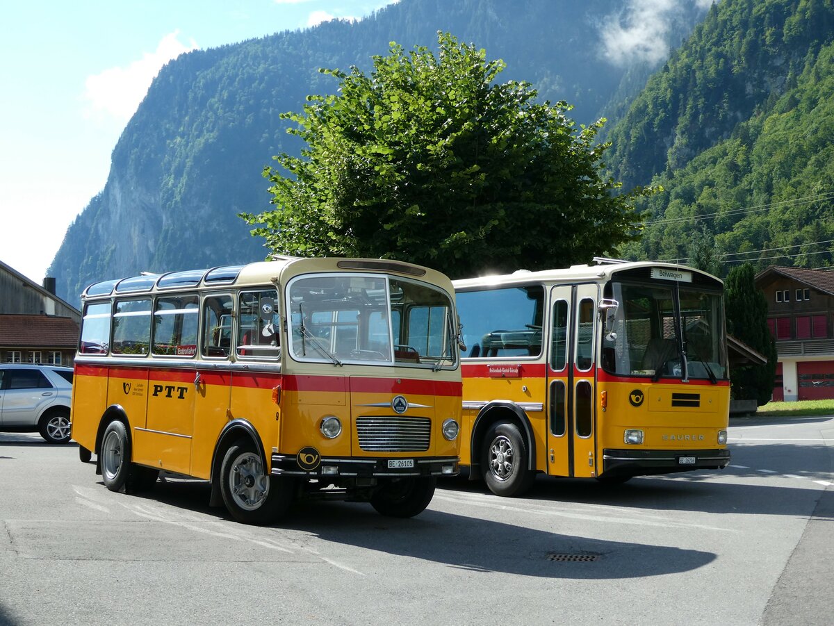 (237'554) - Schmid, Th�rishaus - Nr. 9/BE 26'105 - Saurer/R&J (ex Geiger, Adelboden Nr. 9) am 26. Juni 2022 in Niederstocken, Gasthof zum Stockhorn
