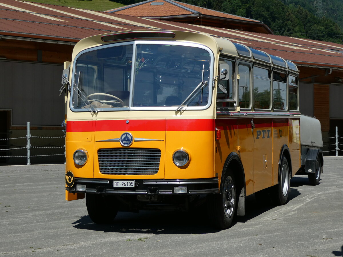 (237'569) - Schmid, Th�rishaus - Nr. 9/BE 26'105 - Saurer/R&J (ex Geiger, Adelboden Nr. 9) am 26. Juni 2022 in M�lenen, Kanderarena