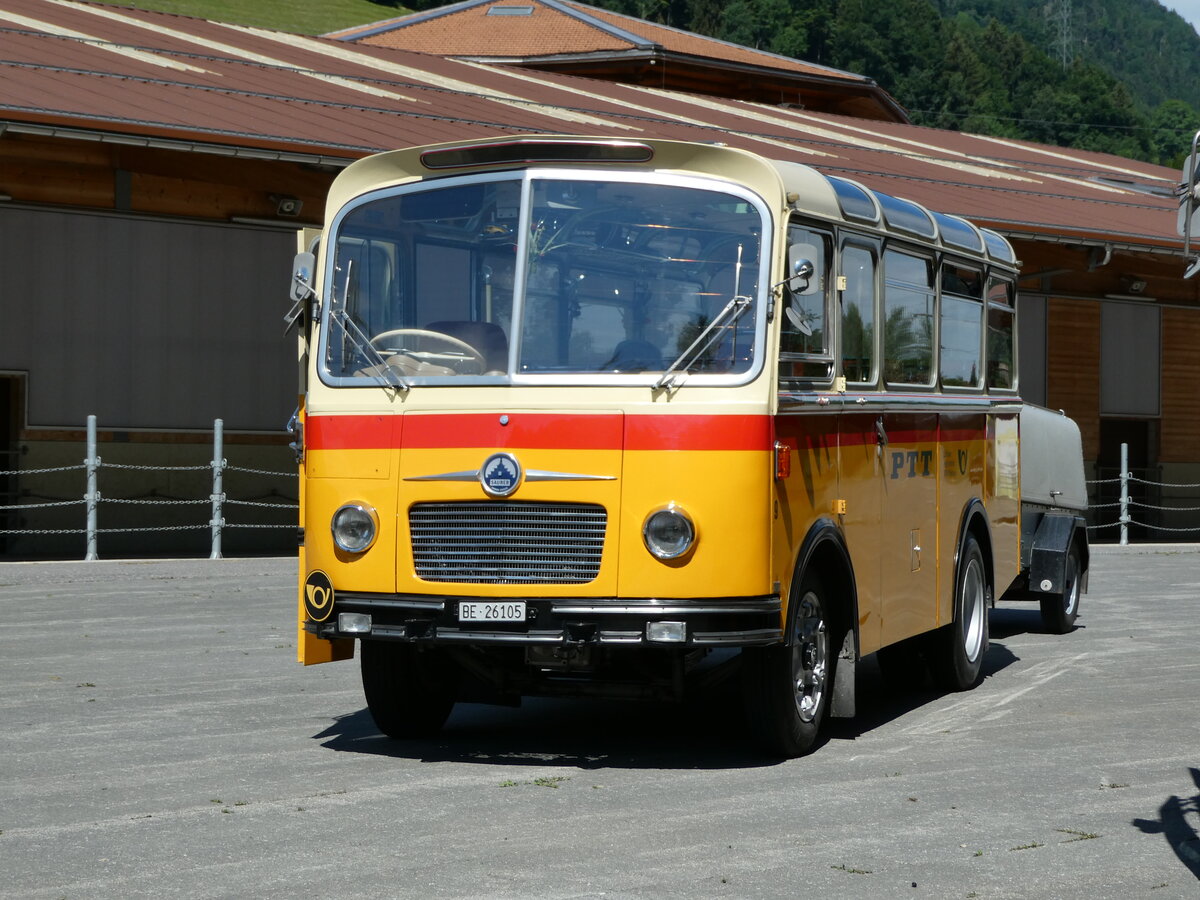 (237'570) - Schmid, Th�rishaus - Nr. 9/BE 26'105 - Saurer/R&J (ex Geiger, Adelboden Nr. 9) am 26. Juni 2022 in M�lenen, Kanderarena