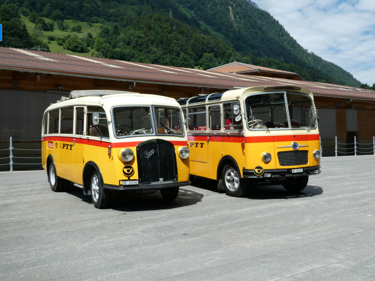 (237'588) - Schmid, Th�rishaus - Nr. 3/BE 26'760 - Saurer/Gangloff (ex Geiger, Adelboden Nr. 3) am 26. Juni 2022 in M�lenen, Kanderarena
