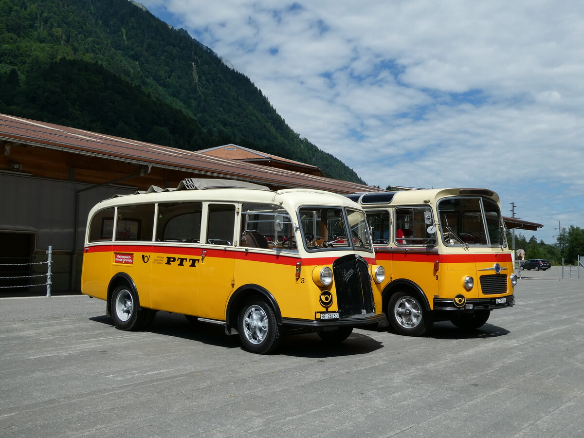 (237'590) - Schmid, Th�rishaus - Nr. 3/BE 26'760 - Saurer/Gangloff (ex Geiger, Adelboden Nr. 3) am 26. Juni 2022 in M�lenen, Kanderarena