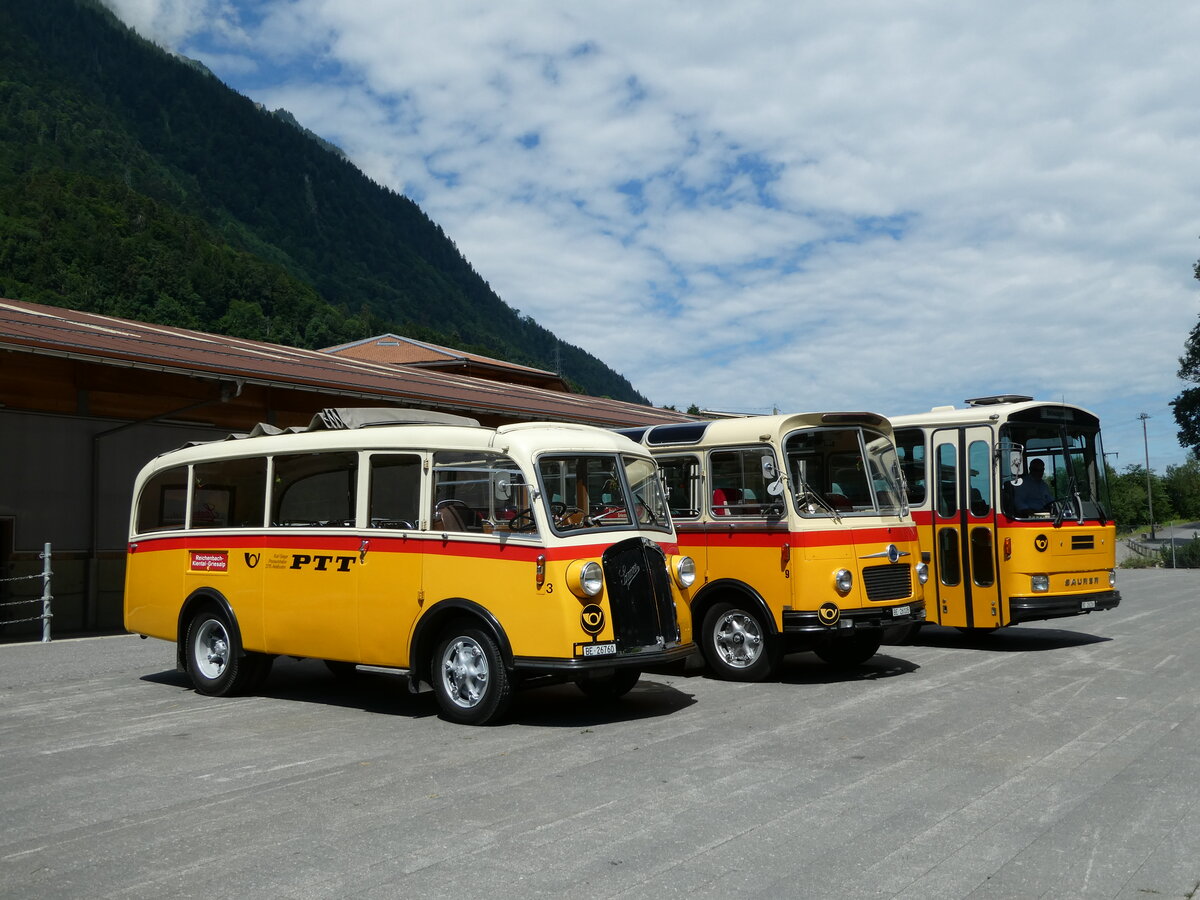 (237'591) - Schmid, Th�rishaus - Nr. 3/BE 26'760 - Saurer/Gangloff (ex Geiger, Adelboden Nr. 3) am 26. Juni 2022 in M�lenen, Kanderarena