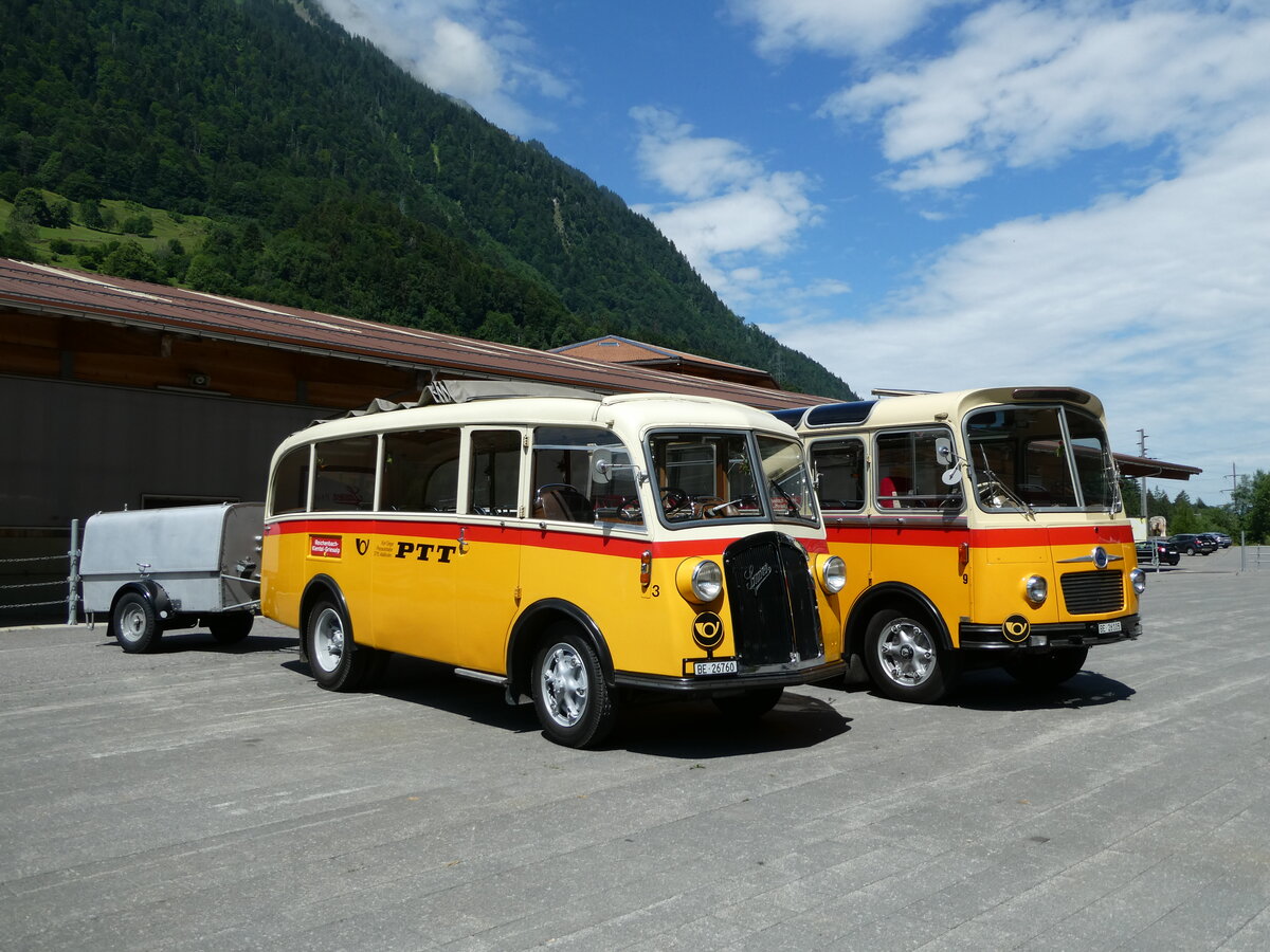 (237'606) - Schmid, Th�rishaus - Nr. 3/BE 26'760 - Saurer/Gangloff (ex Geiger, Adelboden Nr. 3) am 26. Juni 2022 in M�lenen, Kanderarena
