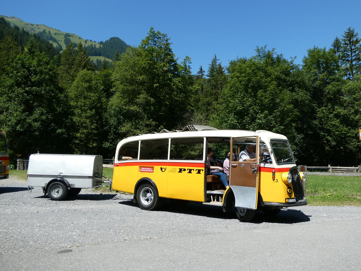 (237'607) - Schmid, Th�rishaus - Nr. 3/BE 26'760 - Saurer/Gangloff (ex Geiger, Adelboden Nr. 3) am 26. Juni 2022 in Kiental, Loosplattenalp