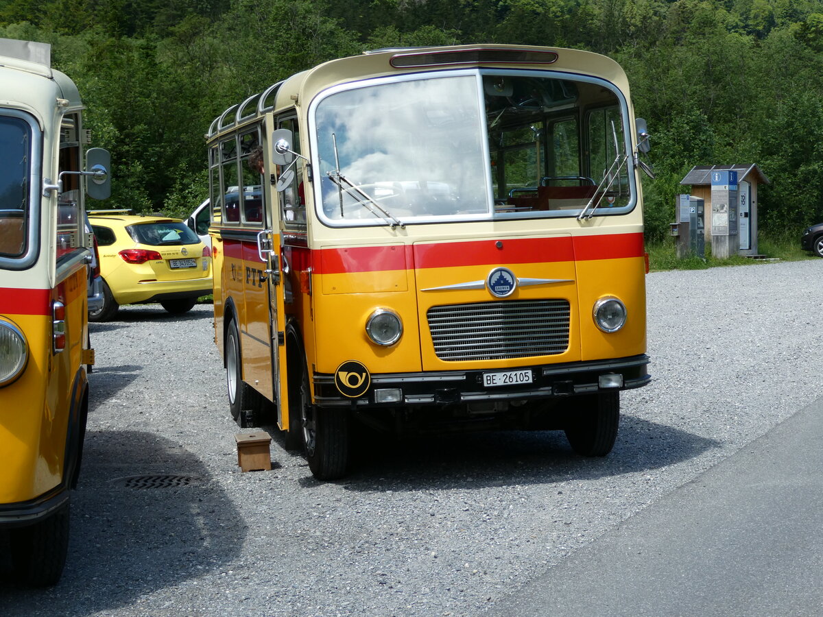 (237'613) - Schmid, Th�rishaus - Nr. 9/BE 26'105 - Saurer/R&J (ex Geiger, Adelboden Nr. 9) am 26. Juni 2022 in Kiental, Tschingelsee