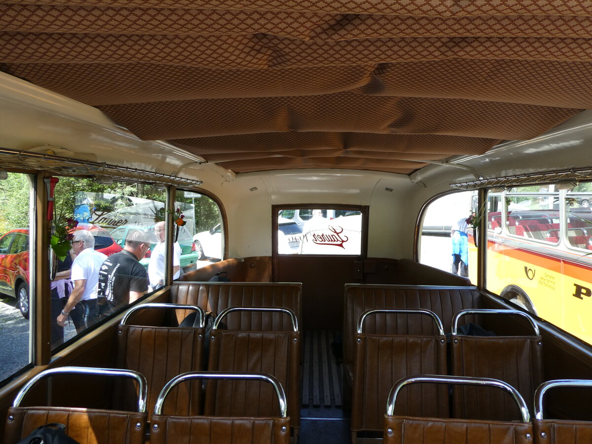 (237'616) - Schmid, Th�rishaus - Nr. 3/BE 26'760 - Saurer/Gangloff (ex Geiger, Adelboden Nr. 3) am 26. Juni 2022 in Kiental, Tschingelsee (Innenaufnahme)