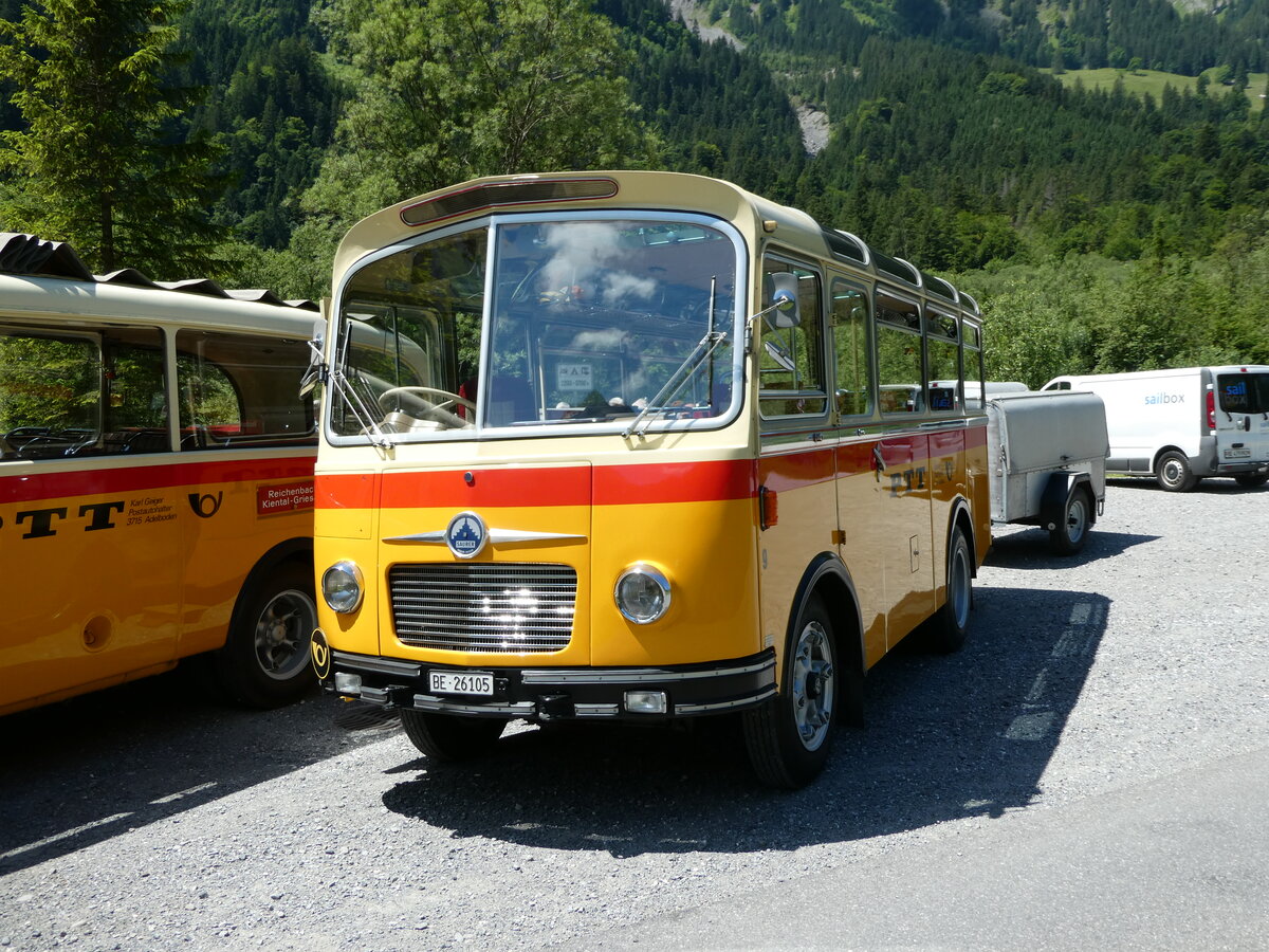 (237'619) - Schmid, Th�rishaus - Nr. 9/BE 26'105 - Saurer/R&J (ex Geiger, Adelboden Nr. 9) am 26. Juni 2022 in Kiental, Tschingelsee