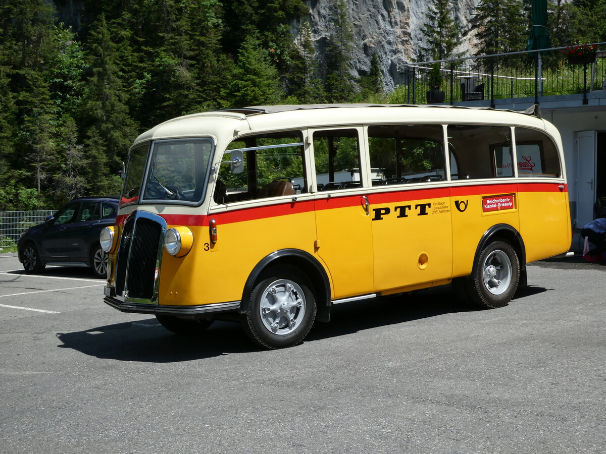 (237'643) - Schmid, Th�rishaus - Nr. 3/BE 26'760 - Saurer/Gangloff (ex Geiger, Adelboden Nr. 3) am 26. Juni 2022 auf der Griesalp