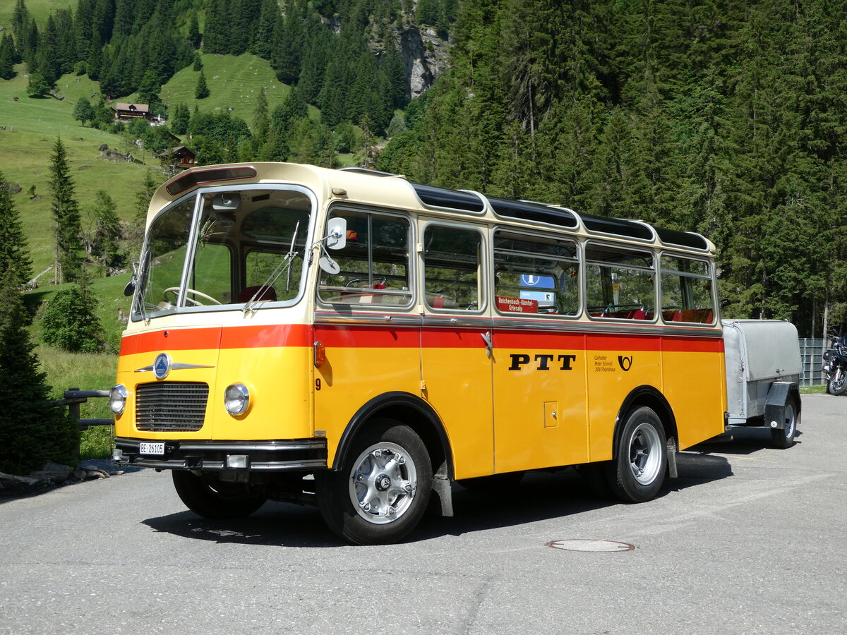 (237'648) - Schmid, Th�rishaus - Nr. 9/BE 26'105 - Saurer/R&J (ex Geiger, Adelboden Nr. 9) am 26. Juni 2022 auf der Griesalp