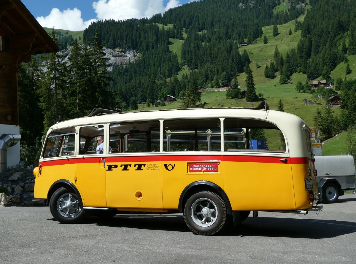 (237'650) - Schmid, Th�rishaus - Nr. 3/BE 26'760 - Saurer/Gangloff (ex Geiger, Adelboden Nr. 3) am 26. Juni 2022 auf der Griesalp 
