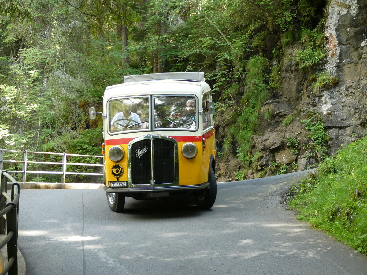 (237'681) - Schmid, Th�rishaus - Nr. 3/BE 26'760 - Saurer/Gangloff (ex Geiger, Adelboden Nr. 3) am 26. Juni 2022 in Kiental, Hexenkessel