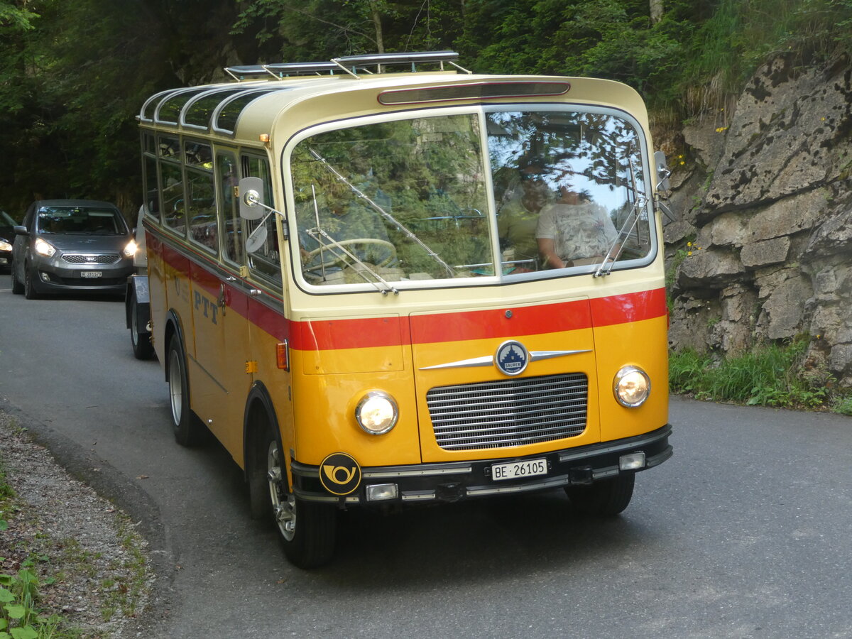 (237'688) - Schmid, Th�rishaus - Nr. 9/BE 26'105 - Saurer/R&J (ex Geiger, Adelboden Nr. 9) am 26. Juni 2022 in Kiental, Hexenkessel