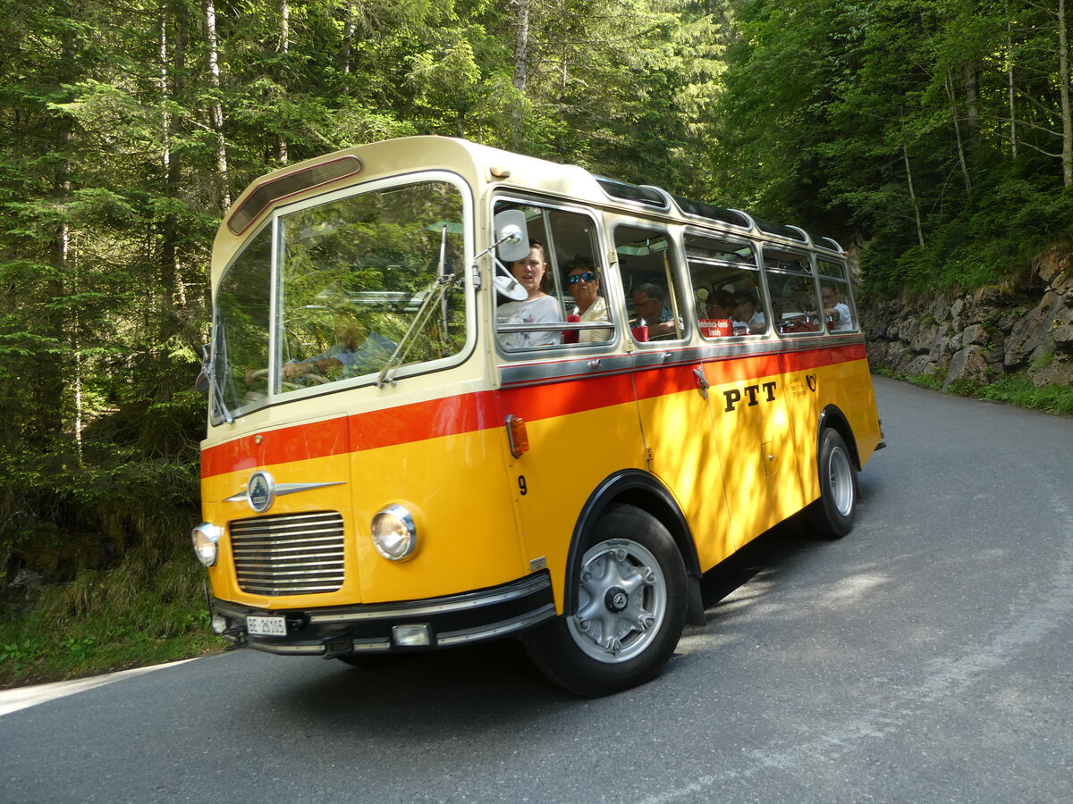 (237'689) - Schmid, Th�rishaus - Nr. 9/BE 26'105 - Saurer/R&J (ex Geiger, Adelboden Nr. 9) am 26. Juni 2022 in Kiental, Hexenkessel