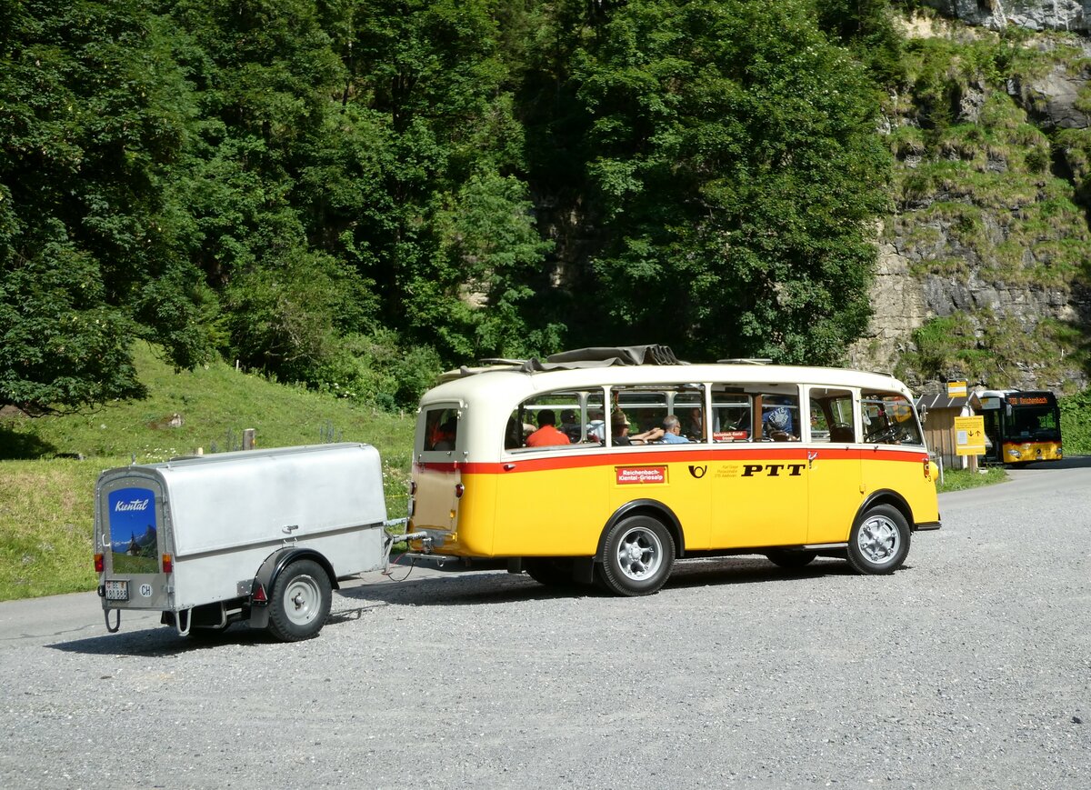 (237'715) - Schmid, Th�rishaus - Nr. 3/BE 26'760 - Saurer/Gangloff (ex Geiger, Adelboden Nr. 3) am 26. Juni 2022 in Kiental, Tschingel