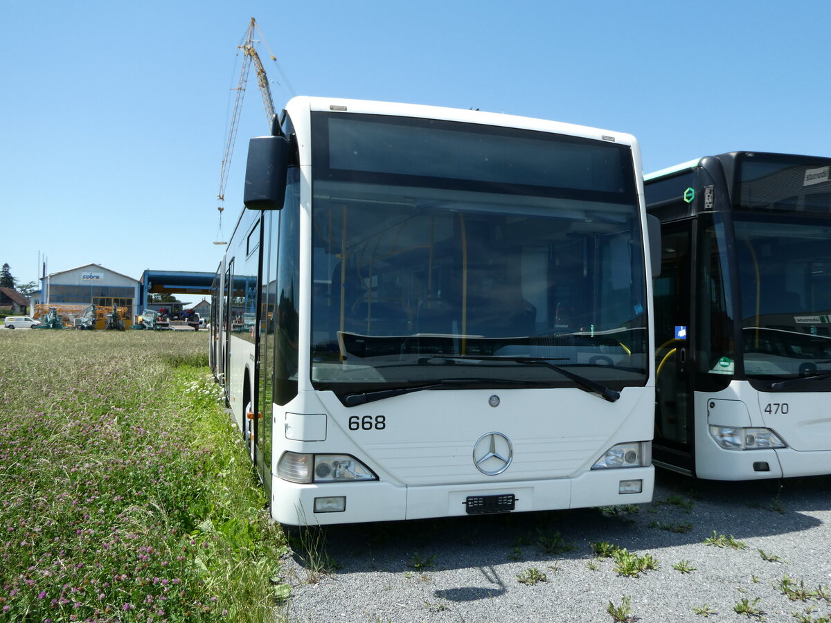 (237'864) - Intertours, Domdidier - Nr. 668 - Mercedes (ex Nr. 203; ex VZO Gr�ningen Nr. 53) am 3. Juli 2022 in Domdidier, Garage