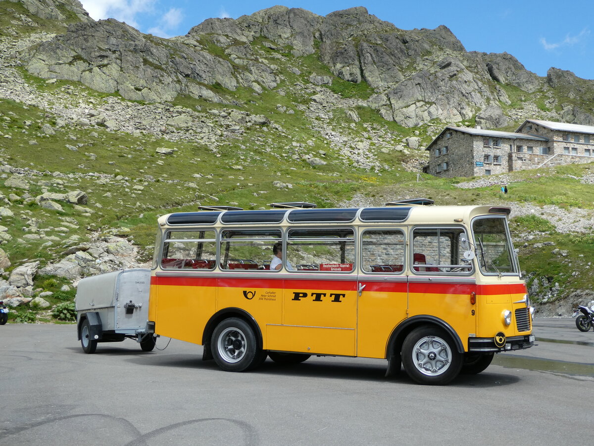 (237'976) - Schmid, Th�rishaus - Nr. 9/BE 26'105 - Saurer/R&J (ex Geiger, Adelboden Nr. 9) am 10. Juli 2022 in Susten, Passh�he