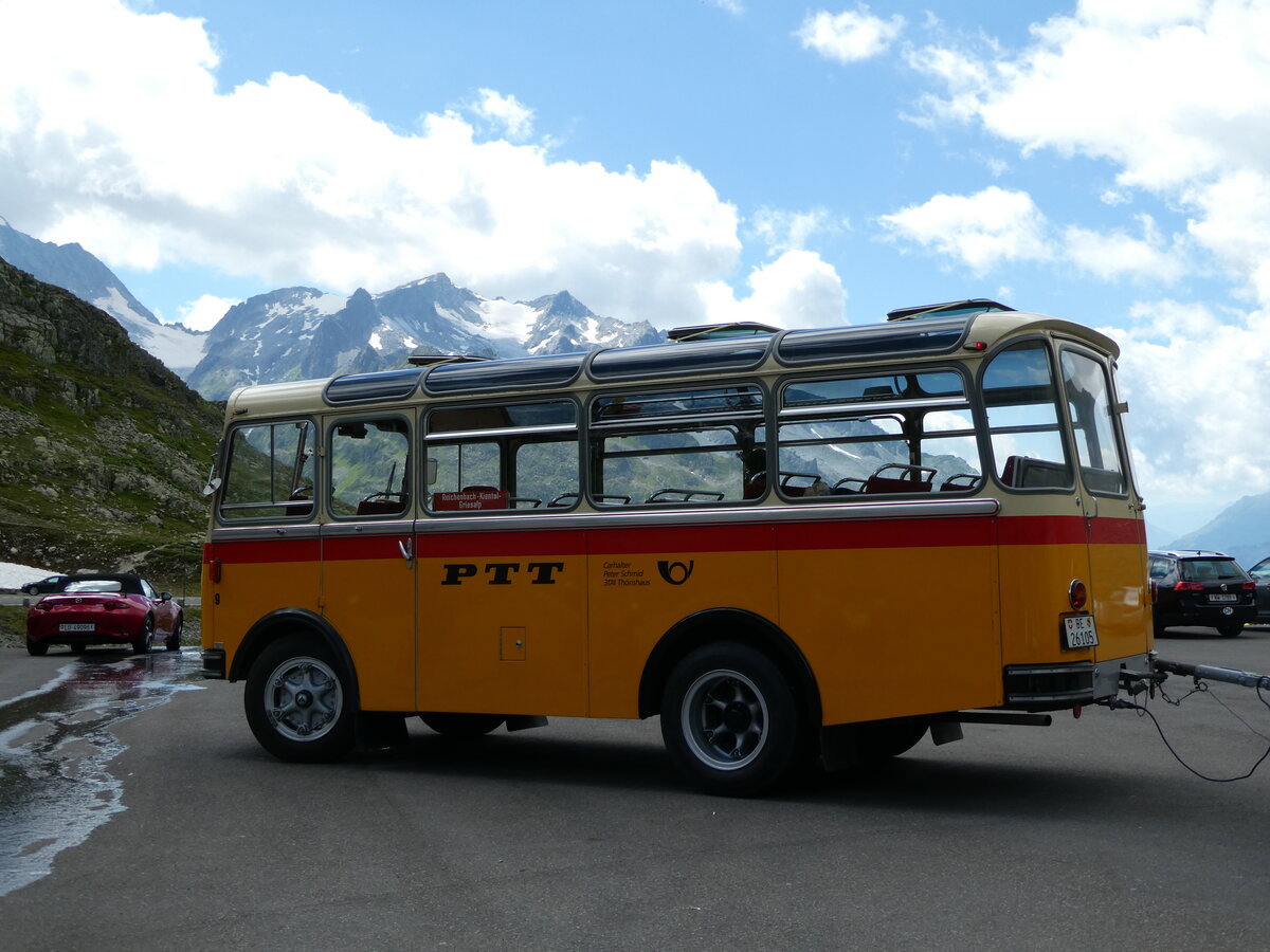 (237'985) - Schmid, Th�rishaus - Nr. 9/BE 26'105 - Saurer/R&J (ex Geiger, Adelboden Nr. 9) am 10. Juli 2022 in Susten, Passh�he
