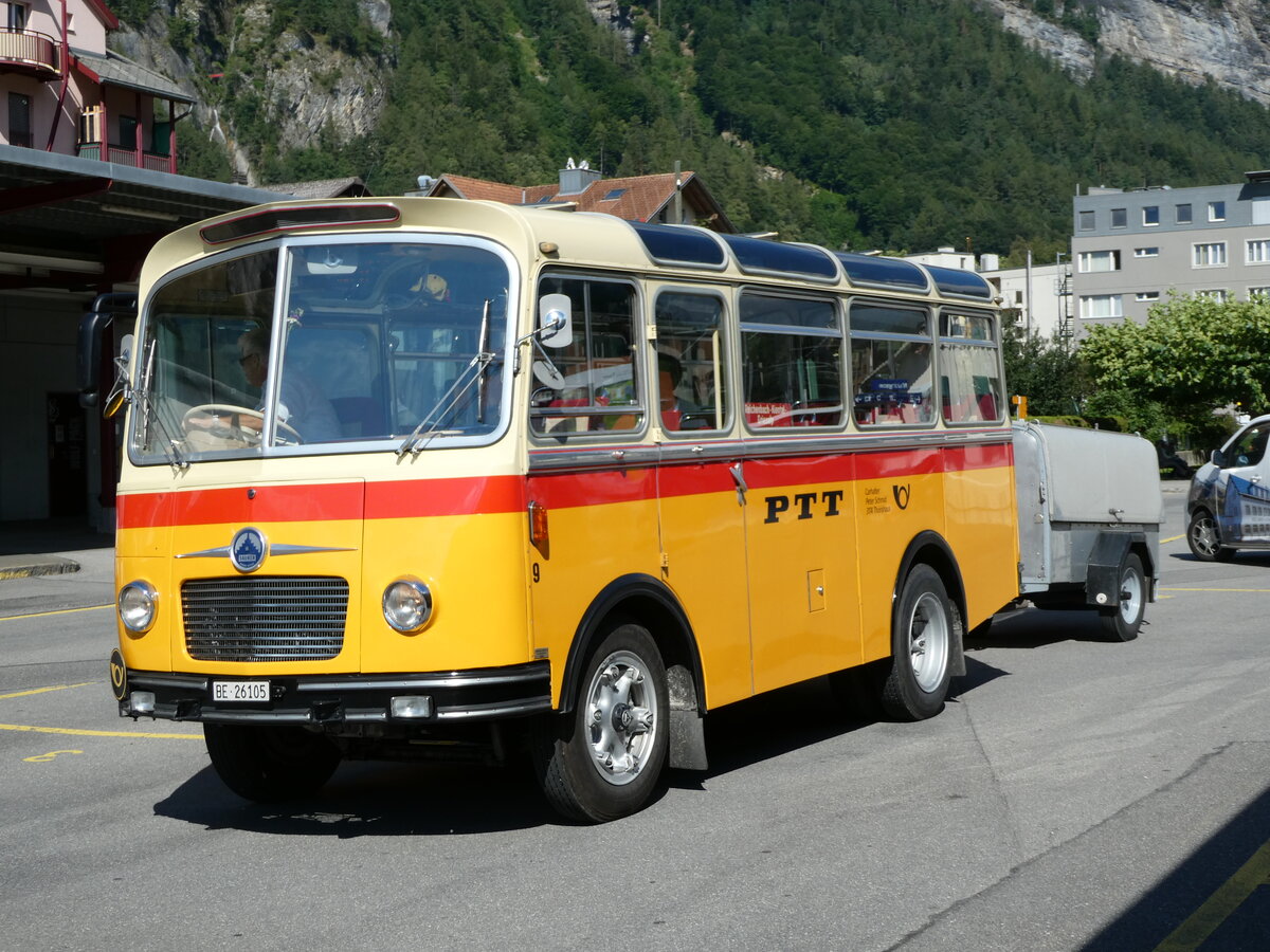 (238'003) - Schmid, Th�rishaus - Nr. 9/BE 26'105 - Saurer/R&J (ex Geiger, Adelboden Nr. 9) am 10. Juli 2022 in Meiringen, Postautostation