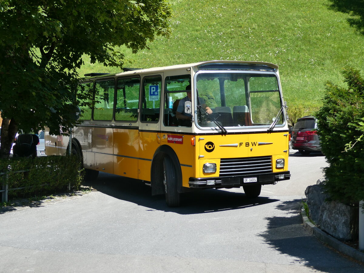 (238'244) - Wittwer, Chur - GR 16'004 - FBW/Gangloff (ex Eggenberger, M�riken; ex AVG Grindelwald Nr. 11; ex P 24'170) am 17. Juli 2022 in Kl�ntal, Hotel Rhodannenberg