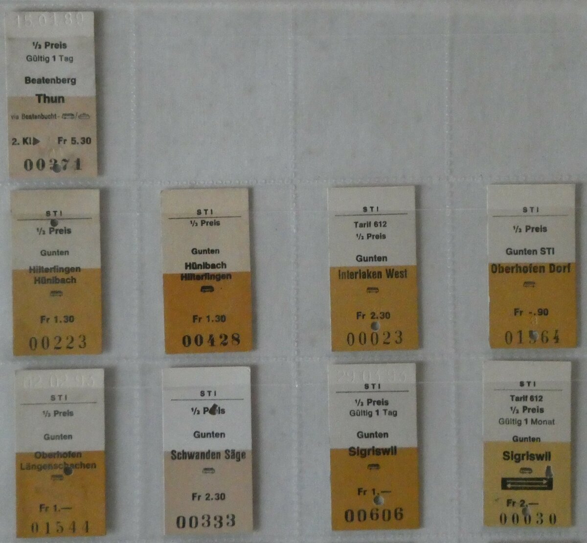 (238'271) - STI-Einzelbillette am 18. Juli 2022 in Thun