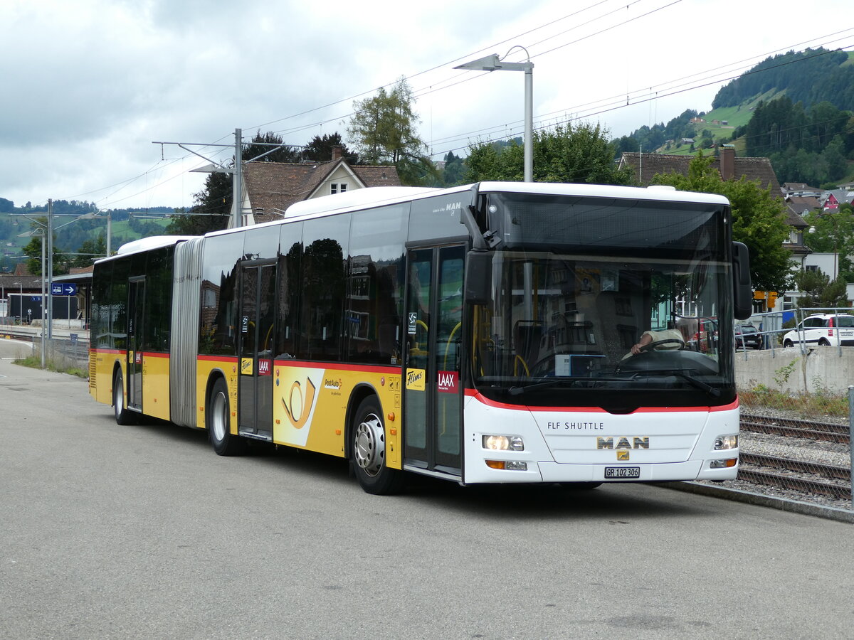 (239'250) - PostAuto Graub�nden - GR 102'306 - MAN (ex PostAuto Ostschweiz; ex Kistler, Reichenburg) am 20. August 2022 in Nesslau, Garage
