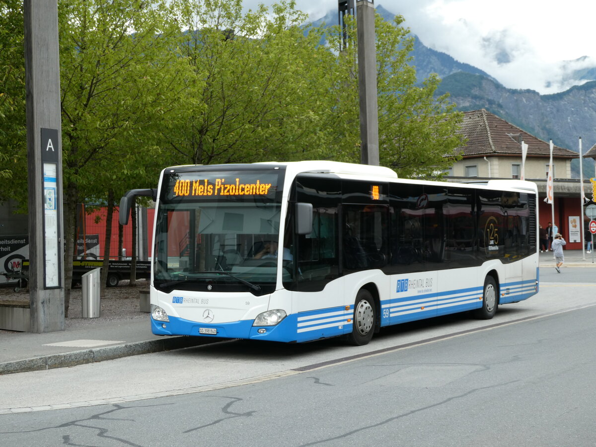 (239'309) - RTB Altst�tten - Nr. 59/SG 398'840 - Mercedes am 20. August 2022 beim Bahnhof Sargans