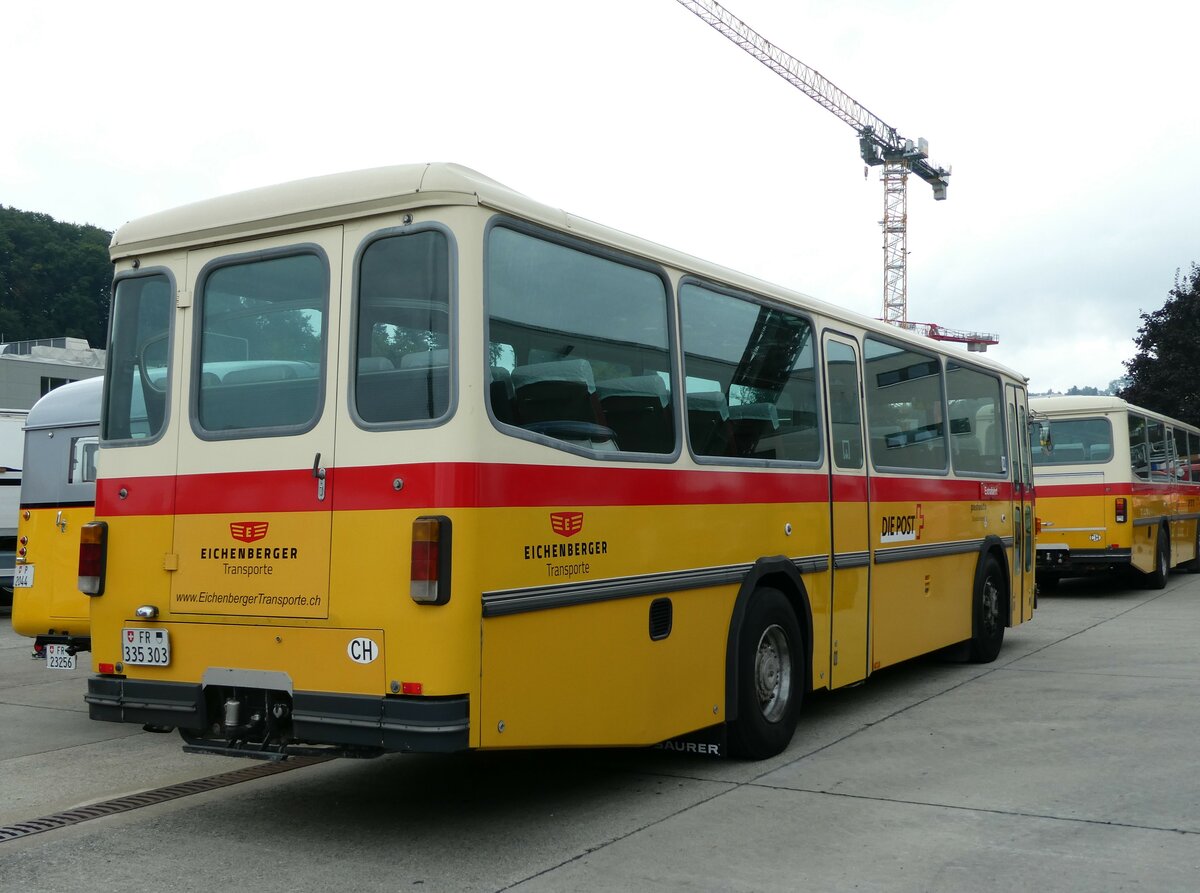 (239'599) - Eichenberger, B�singen - FR 335'303 - Saurer/R&J (ex Schlapp, Cottens; ex Ruklic, Schaffhausen; ex Heim, Flums; ex Frigg, Zernez; ex P 24'279) am 27. August 2022 in Oberkirch, CAMPUS Sursee