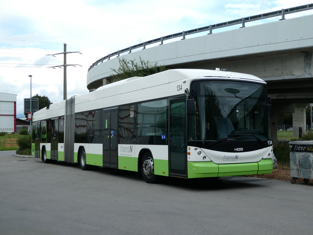 (240'209) - transN, La Chaux-de-Fonds - Nr. 134 - Hess/Hess Gelenktrolleybus (ex TN Neuch�tel Nr. 134) am 24. September 2022 in Kerzers, Interbus