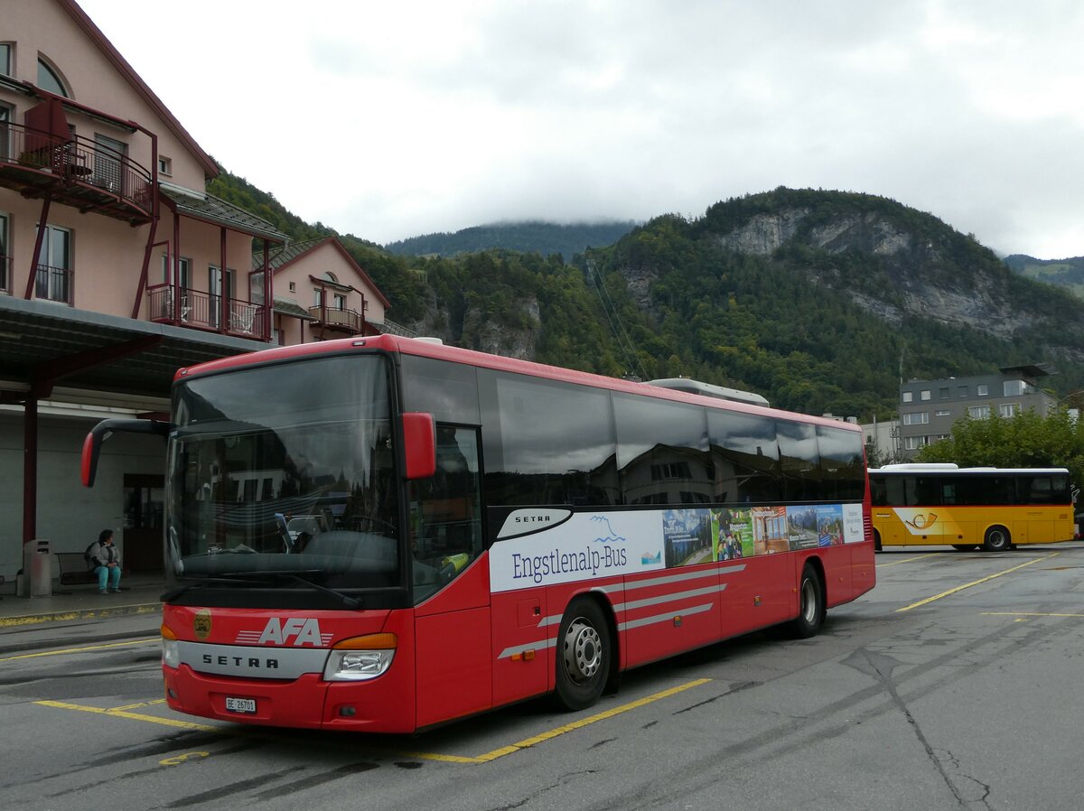 (240'237) - AFA Adelboden - Nr. 24/BE 26'701 - Setra am 25. September 2022 in Meiringen, Postautostation (Einsatz: PostAuto f�r Engstlenalp-Bus)