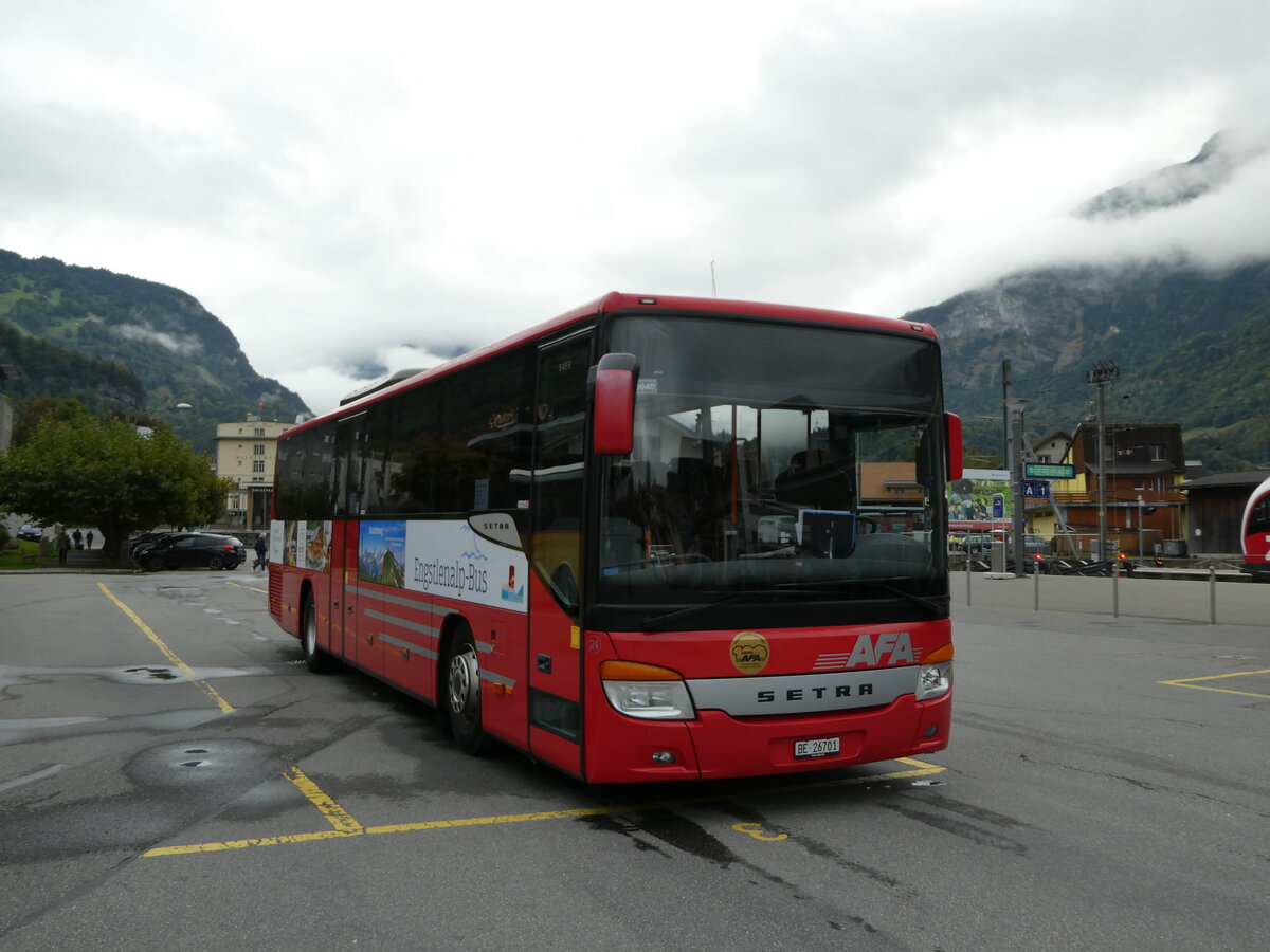 (240'238) - AFA Adelboden - Nr. 24/BE 26'701 - Setra am 25. September 2022 in Meiringen, Postautostation (Einsatz: PostAuto f�r Engstlenalp-Bus)