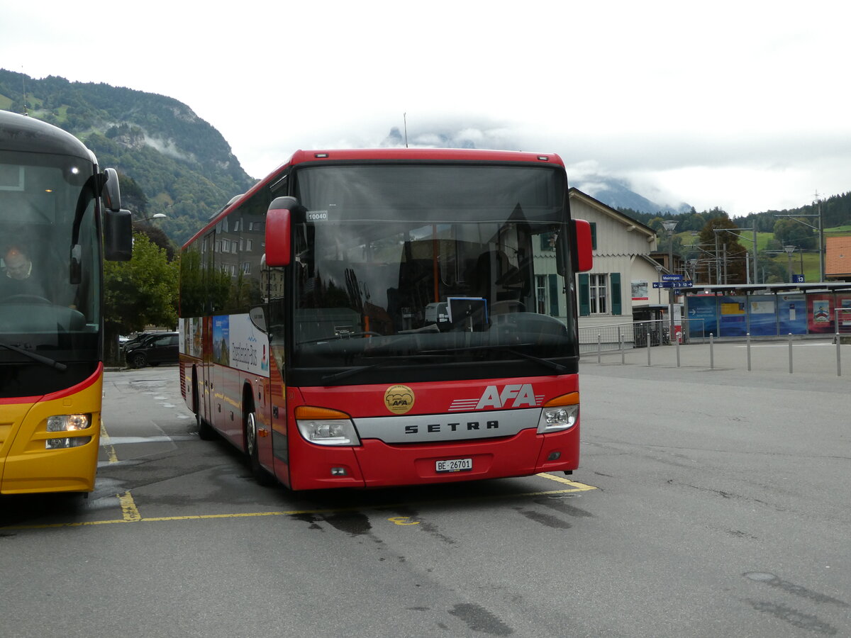(240'243) - AFA Adelboden - Nr. 24/BE 26'701 - Setra am 25. September 2022 in Meiringen, Postautostation (Einsatz: PostAuto f�r Engstlenalp-Bus)