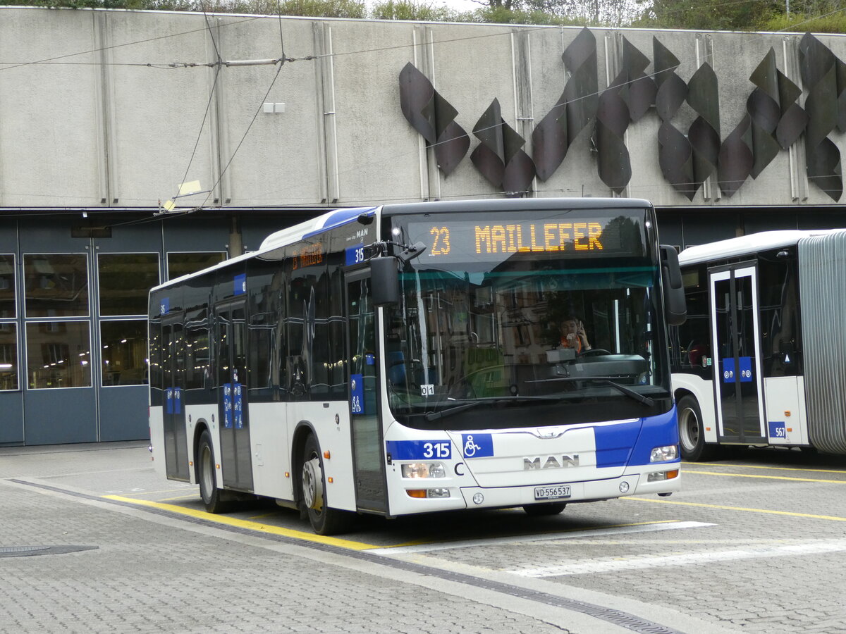 (240'423) - TL Lausanne - Nr. 315/VD 556'537 - MAN am 1. Oktober 2022 in Lausanne, D�p�t Borde