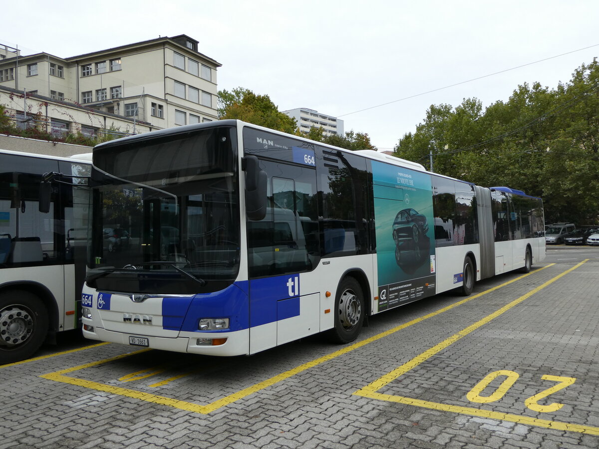 (240'427) - TL Lausanne - Nr. 664/VD 1661 - MAN am 1. Oktober 2022 in Lausanne, D�p�t Borde