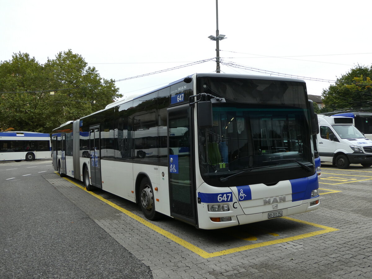 (240'428) - TL Lausanne - Nr. 647/VD 201'254 - MAN am 1. Oktober 2022 in Lausanne, D�p�t Borde