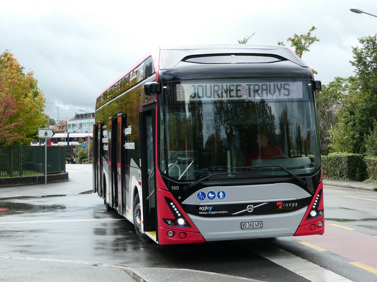 (240'524) - TRAVYS Yverdon - Nr. 160/VD 360'489 - Volvo am 2. Oktober 2022 in Yverdon, D�p�t SBB