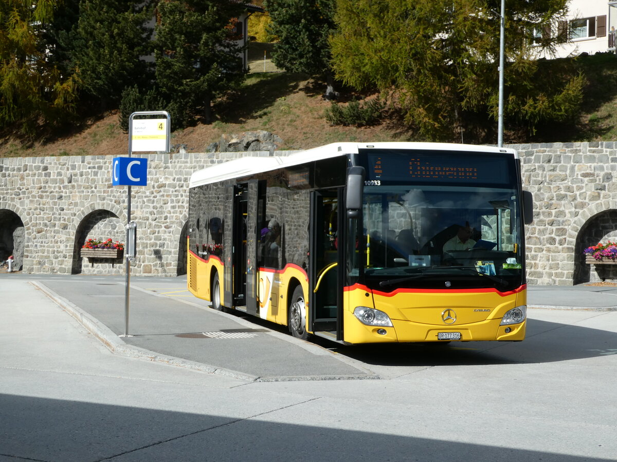 (241'088) - PostAuto Graub�nden - GR 177'316 - Mercedes am 12. Oktober 2022 beim Bahnhof St. Moritz
