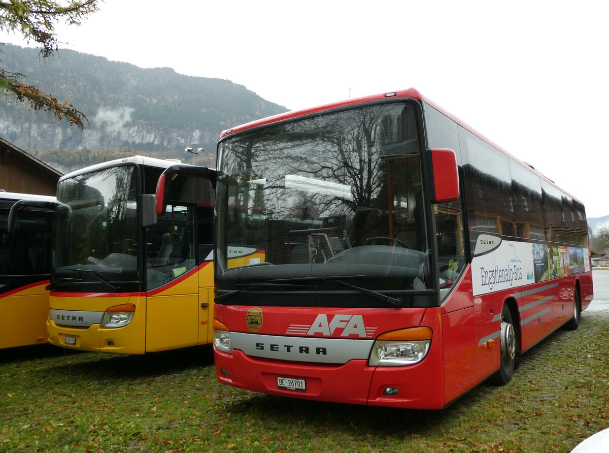(241'815) - AFA Adelboden - Nr. 24/BE 26'701 - Setra am 24. Oktober 2022 in Meiringen, Postgarage (Einsatz: PostAuto f�r Engstlenalp-Bus)