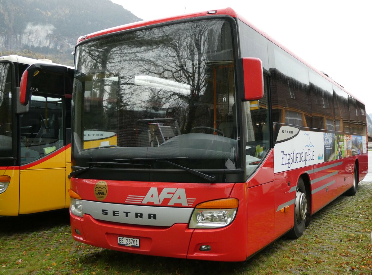 (241'816) - AFA Adelboden - Nr. 24/BE 26'701 - Setra am 24. Oktober 2022 in Meiringen, Postgarage (Einsatz: PostAuto f�r Engstlenalp-Bus)