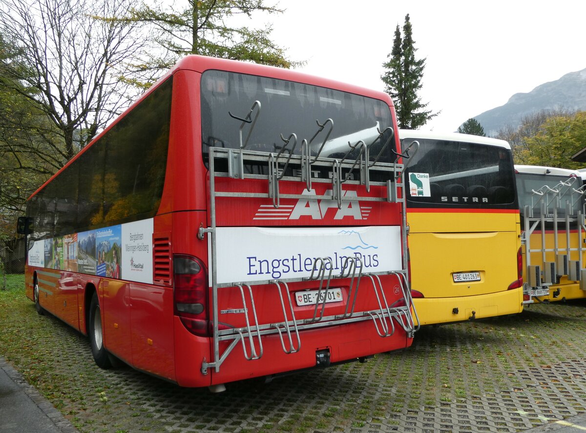 (241'825) - AFA Adelboden - Nr. 24/BE 26'701 - Setra am 24. Oktober 2022 in Meiringen, Postgarage (Einsatz: PostAuto f�r Engstlenalp-Bus)