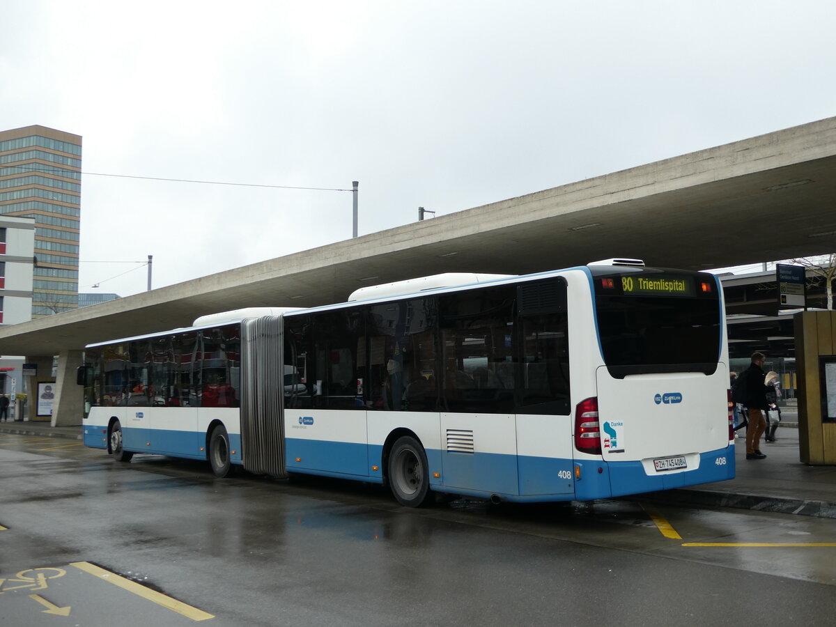 (243'499) - VBZ Z�rich - Nr. 408/ZH 745'408 - Mercedes am 7. Dezember 2022 beim Bahnhof Z�rich Oerlikon