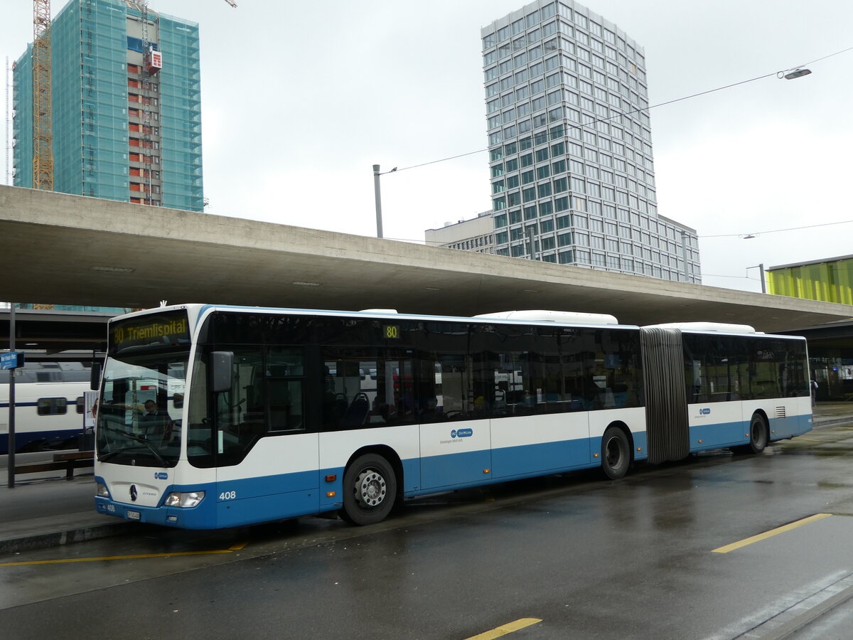 (243'500) - VBZ Z�rich - Nr. 408/ZH 745'408 - Mercedes am 7. Dezember 2022 beim Bahnhof Z�rich Oerlikon