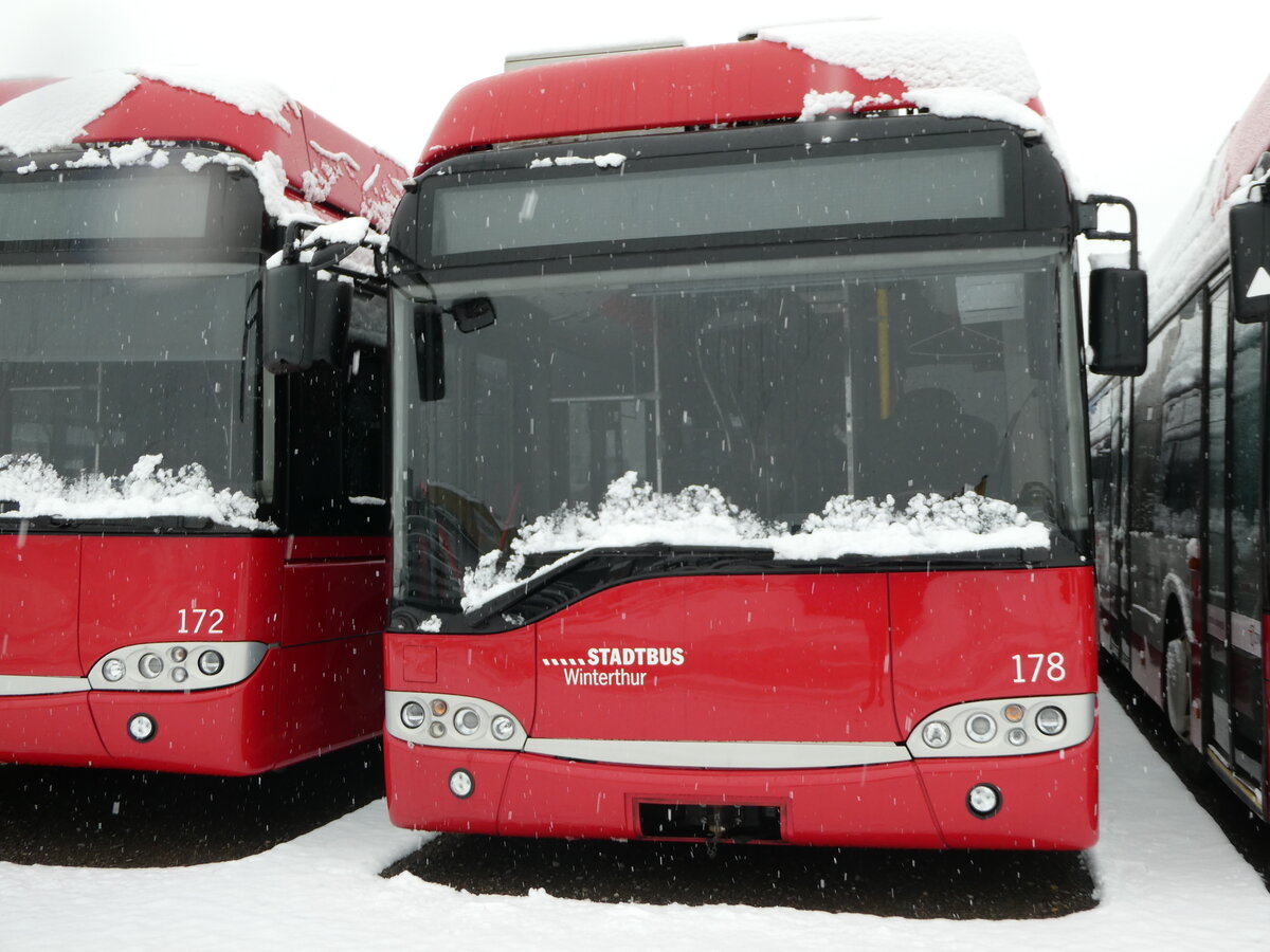 (243'929) - SW Winterthur - Nr. 178 - Solaris Gelenktrolleybus am 16. Dezember 2022 in Wil, Larag