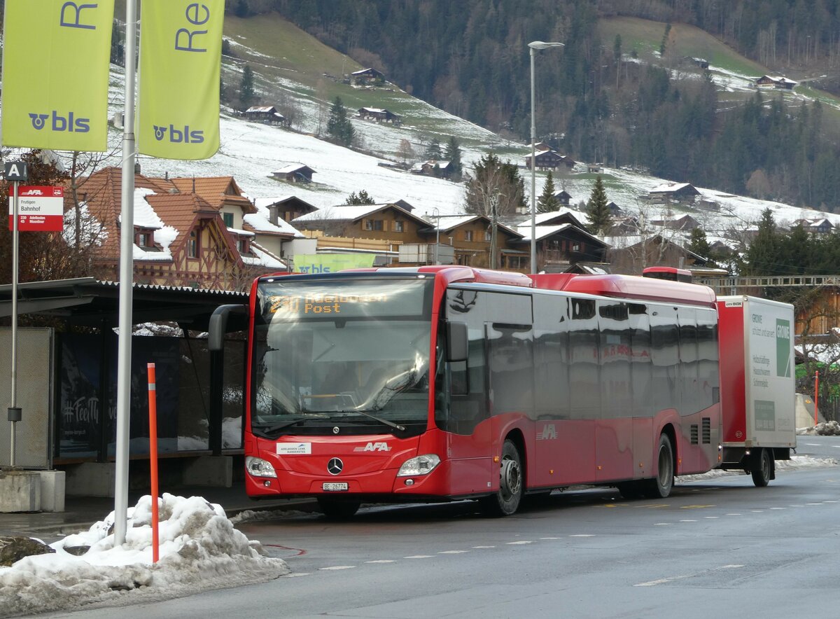 (244'061) - AFA Adelboden - Nr. 95/BE 26'774 - Mercedes am 20. Dezember 2022 beim Bahnhof Frutigen